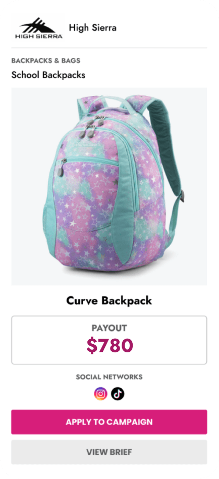 Payout Card - High Sierra Backpack